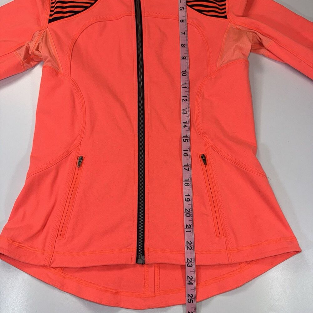 Lululemon Womens Size 8 Forme Jacket Flare Orange Classic Stripe Neon Zip - Picture 3 of 7